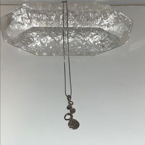 Lia Sophia Silver Tone Hammered Drop Pendant Choker
